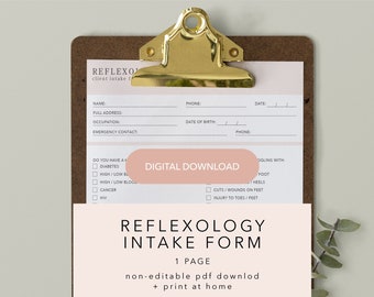 Blue Intake Form Reflexology Intake Form Client Intake Form Printable ...