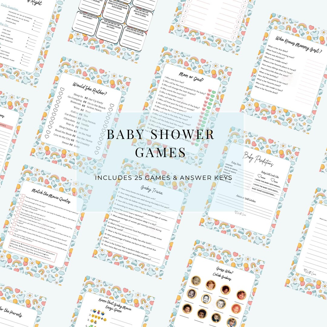 25 Baby Shower Games Bundle | Fun Printable Party Games | Instant ...