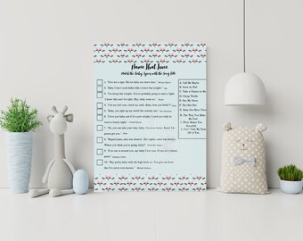 Match the Baby Song Lyrics Game for Baby Shower