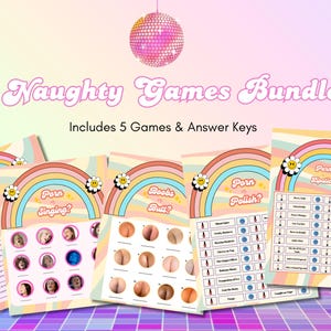 Naughty Printable 70s Bachelorette Party Games | Disco-Themed Bridal Shower Games Pack | 5 Fun + Sexy Games | PDF Download