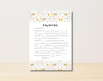 Baby Mad Libs Babyshower-spel | Utskrivbar aktivitet (nedladdning direkt)