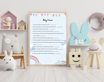 Babytrivia-spel: leuke babyshoweractiviteit (afdrukbare pdf-download)