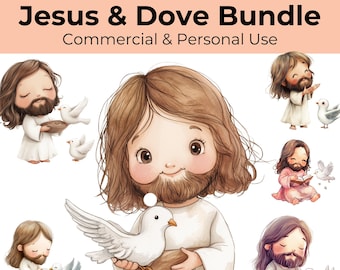 Jesus and Dove Clip Art Bundle – Christian PNG (Digital Download)