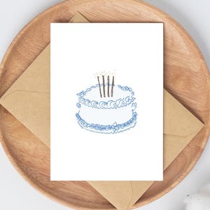 Carte bleue pour gâteau d'anniversaire