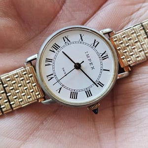 Vintage Impex Swiss Wristwatch Gold Tone Stretched Metal Band Handwinding Watch