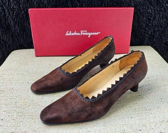 Salvatore Ferragamo Brown Woman‎ Authentic Used Size 80 Suede Authentic Salvatore Ferragamo Brown Suede Leather Shoes Gold  main image 2
