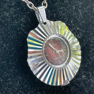 Vintage Kronotron Pocket Watch Silver Tone Pendant Hand Winding Necklace Watch
