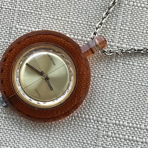 Vintage Rare LUCERNE Swiss Made Pocket Watch All Plexiglasses Case Watch Necklace