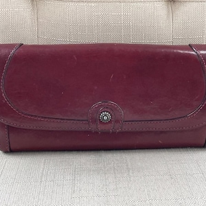 Cartera con tarjetero Dakota Vintage de piel auténtica color burdeos