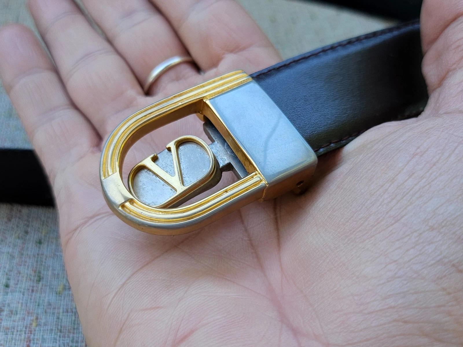 Vintage Valentino Belt Dark Brown Genuine Leather Unisex  display picture 2