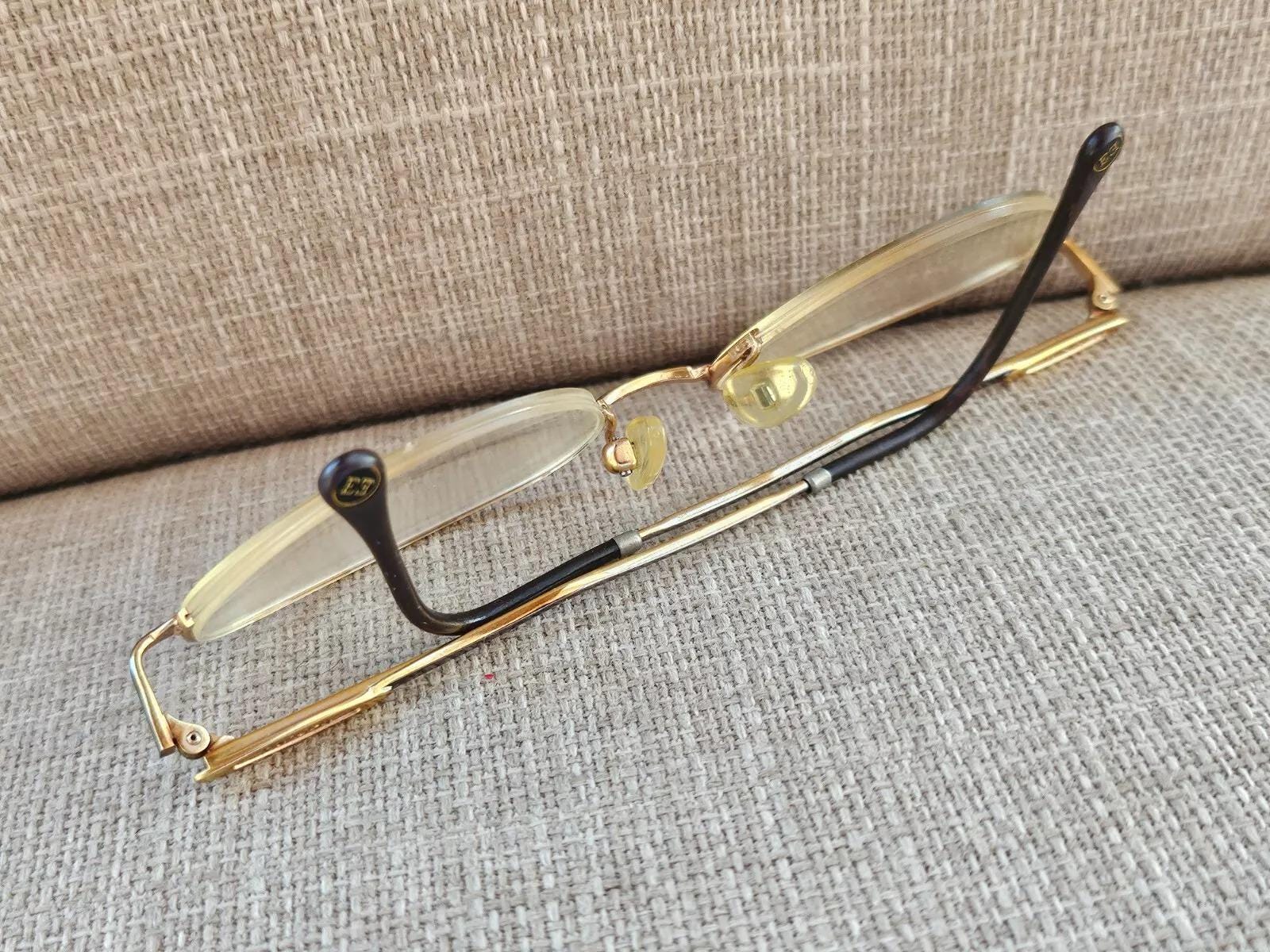 Escada Vintage Glasses Frame Half Rim Gold Tone Women 