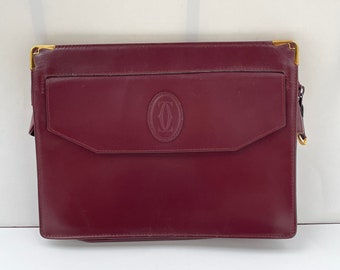 Vintage Cartier Double Flap Envelope Shoulder Bag With Gold-tone