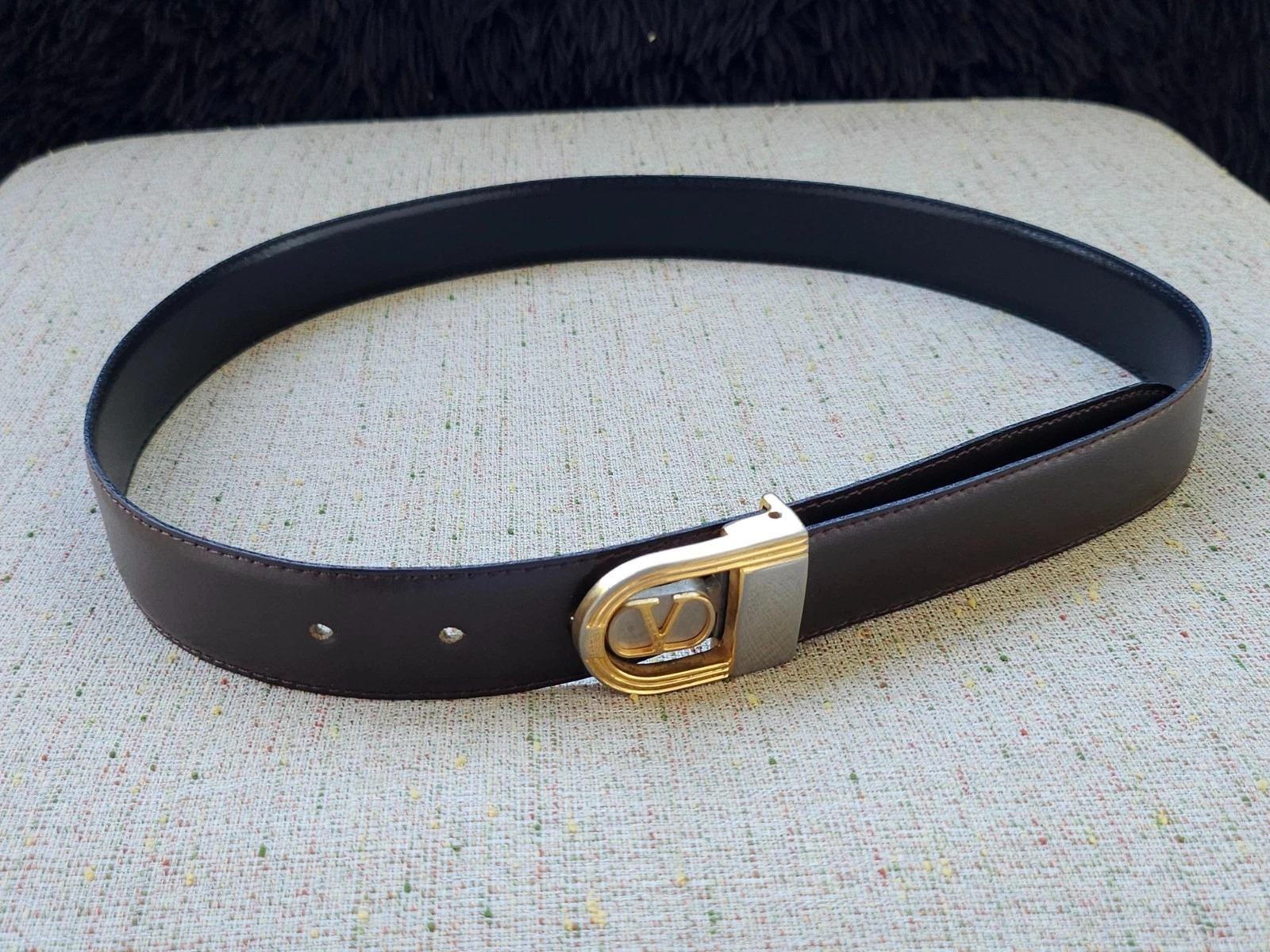 Vintage Valentino Belt Dark Brown Genuine Leather Unisex  display picture 3