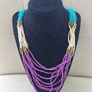 ZAD Vintage Necklace Long Statement Multi Color Beads Layered Necklace Jewelry