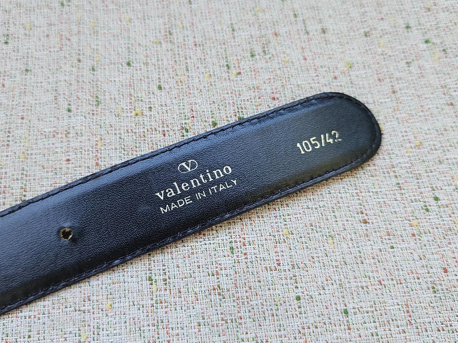 Vintage Valentino Belt Dark Brown Genuine Leather Unisex 