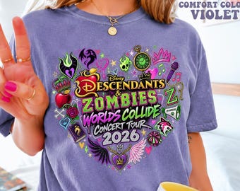 Descendants Zombies Camp Rock Shirt, Worlds Collide Tour 2026 Tee, Disney Concert Shirt, Descendants Zombies Tour Shirt