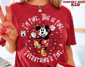 I'm Fine Everything Is Fine Shirt, Mickey Mouse Christmas Lights T-Shirt, Disney Christmas Shirt, Disneyland Christmas Tee