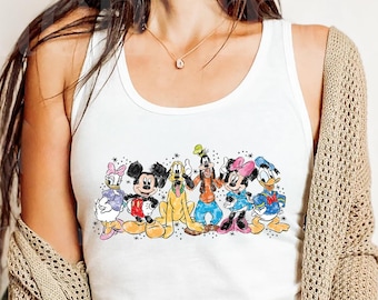 Mickey en zijn vrienden tanktop, aquarel Mickey Mouse tanktop, Disney World tanktop, Mickey en zijn vrienden Disney tanktop, Mickey Mouse tanktop
