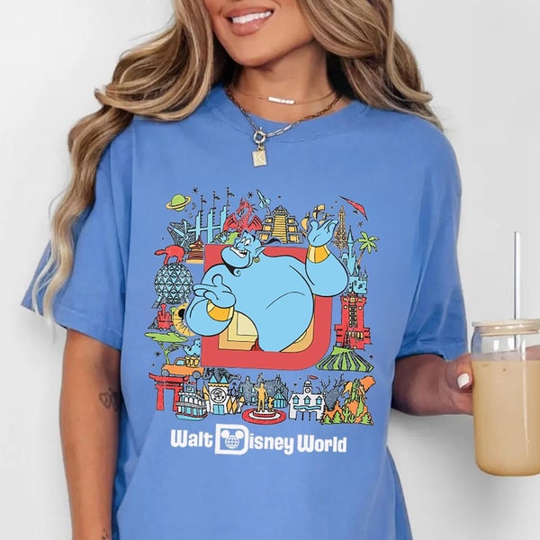 Walt Disneyworld Aladdin Genie Retro Abstract Portrait  Shirt Walt Disney World Shirt Gift Ideas Men Women