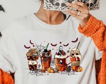 Camiseta de tazas de café con esqueleto, sudadera con tazas de café, sudadera con taza de café con calavera, sudadera con esqueleto de Halloween, sudadera con amante del café