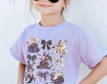 Aquarelle coquette T-shirt rétro méchants Disney, Disney Evil Friends 2025 assorti, chemise Disney méchante sorcière, t-shirt méchante reine, voyage Disney