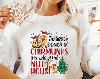 Jolliest Bund Of Chipmunks This Side Of The Nut House, Chip och Dale, Jultröja, Snöflingetröja, Jultröja, Jultröja