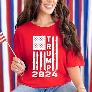 Trump Flagge 2024 Unisex T-Shirt, Trump Shirt. Trump 2024 Shirt. Wahl 2024 T Shirt. Amerikanische Flagge Shirt. Donald Trump.