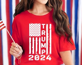 Trump Flag 2024 Unisex T-Shirt, Trump Shirt. Trump 2024 Shirt. Election 2024 T Shirt. American Flag Shirt. Donald Trump.