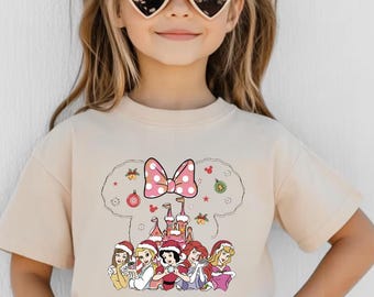 Camiseta infantil de princesas Disney Castle, camiseta infantil de princesas Disney, camiseta de Elsa y Rapunzel, camiseta de Jasmine Aurora, camiseta de Cenicienta y Ariel