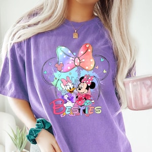Comfort Colors® Minnie Daisy Disney With My Bestie Shirt, Vintage WDW Disneyland Castle Best Friends Gift, Disneyland Girls Trip