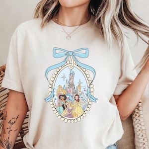 Comfort Color® Disney Magical Castle Princess with Blue Coquette Shirt, Magic Kingdom Sweatshirt, Disney Girl Trip, Disneyworld Family shirt
