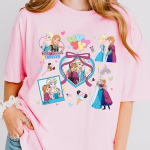 Disney Frozen Elsa Anna Sister Shirt Coquette Bow Disney Princess Best Friends Forever Tee Matching Girl Trip Shirt Birthday Gift for Her