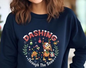 Dashing through The Snow Slink Dog Christmas Sweatshirt, Disney Toy Story Merry Christmas T-Shirt, Disneyland Family Christmas Trip Tee
