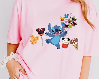 Camiseta de Stitch, camiseta de Disney, camiseta de Stitch Snacks, camiseta de Stitch Balloon, camiseta de Disney Snack, camiseta de Disneyland, camiseta de Disney Group, camiseta de Stitch