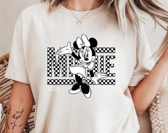 Comfort Colors® Vintage Minnie Mouse Shirt, Minnie Checkered Shirt, Vintage Minnie Shirt, Magic Kingdom Shirt, Disney Vacation Shirt