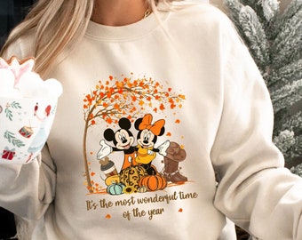 Mickey Minnie Disney Fall Sweatshirt, Disney Fall Thanksgiving Pumpkin Sweatshirt, Disneyland Pumpkin Shirt