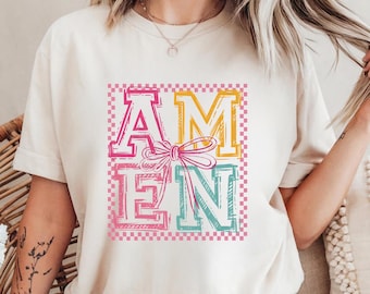 Amen kokette Bogen Hemd, Amen Varsity Pullover, Blumenamen Hemd, Jesus Ostern Hemd, christliche Ostern Hemd, Bibel Verse