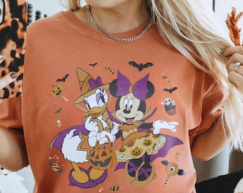 Vintage Minnie Daisy Halloween Comfort Colors Shirt, Disney Halloween Shirt, WDW Disneyland Halloween Girls Trip 2025, Besties Halloween Tee