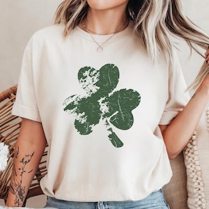Retro Shamrock Shirt, Cute Lucky T-Shirt, Women&#39;s St Patricks Day Shirt, Irish Shirt, Saint Patricks Day Shirt, Shenanigans Four Leaf Clover