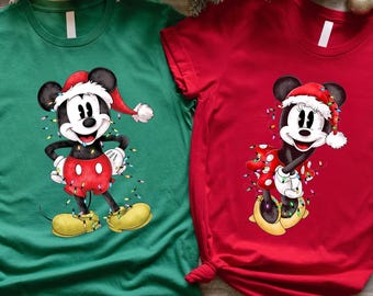Camiseta navideña de Mickey y Minnie de Disney, Camiseta navideña familiar de Disney, Mickey navideño, Camiseta navideña familiar, Navidad en Disneyland 2025