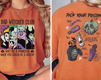 Camiseta Comfort Colors® del Club de Brujas Malas, camiseta de Villanos de Disney, camiseta de Disney, camiseta de Reina Mala de Disney, camiseta de Brujas de Disney, camiseta de Villanos Malvados