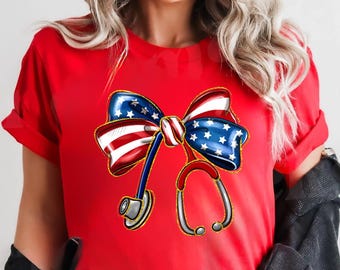 Camisa de enfermera Comfort Colors Stars, 4 de julio, rojo, blanco y azul, camisa de enfermera patriótica, regalo para enfermera registrada, camiseta de agradecimiento para enfermera de urgencias