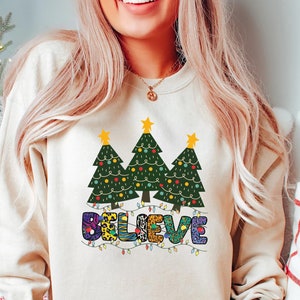 Believe Christmas Tree Shirt, Christmas Believe Shirt Christmas Party Shirt Christmas T-Shirt, Christmas Family Shirt, Believe Shirt