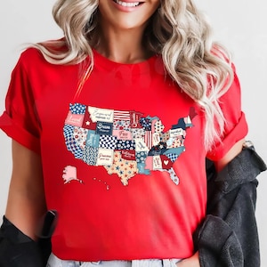 Chemise carte des États-Unis d'Amérique Retro Comfort Colors®, t-shirt Dieu dit que vous êtes, verset biblique du 4 juillet, drapeau des États-Unis, t-shirt fille américaine, t-shirt drapeau américain 1776