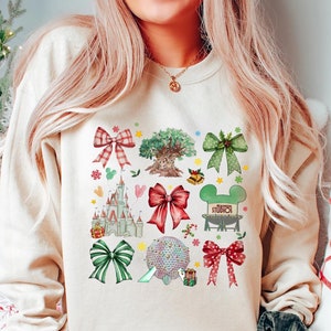 Disney Coquette Bows Comfort Color Sweatshirt, WDW Coquette Shirt, Magic Kingdom Shirt, Hollywood Studios Shirt, Epcot Shirt,Disneyland Trip