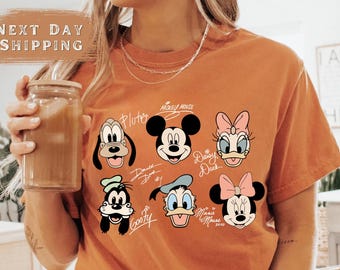 Vintage Mickey and Friends Signatures Shirt, Magical Sweatshirt, Disney Characters Tee, Disney Mouse Head Tee, Mickey & Co Gift, Disney Tee
