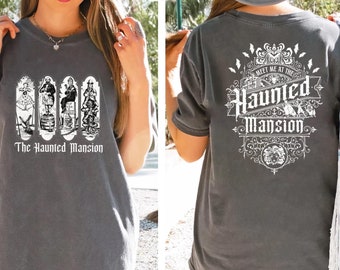 Camisa de dos caras con colores cómodos de la Mansión Encantada, camisa retro de la Mansión Encantada con espacio para estirarse, camisa de los Mortales Insensatos, camisa familiar a juego