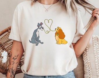 Disney Lady And Tramp Shirt, Lady And Tramp Couple Shirt, Disney Dogs Valentine Shirt, Disneyland Valentine's Day Shirt