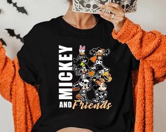 Disney Skeleton Shirt,Disney Skeleton Halloween Shirt,Cute Mickey Skeleton Shirt,Minnie Halloween Shirt,Dancing Skeleton Sweatshirt