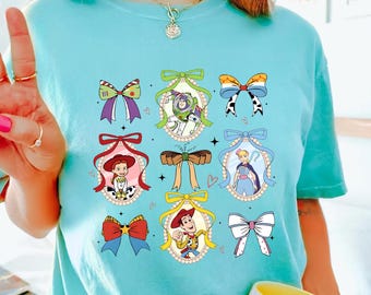 Coquette Bows Disney Toy Story-shirt, Pixar Toy Story T-shirt, Woody Jessie Buzz Alien Rex Tee, Disneyland Family Matching Trip
